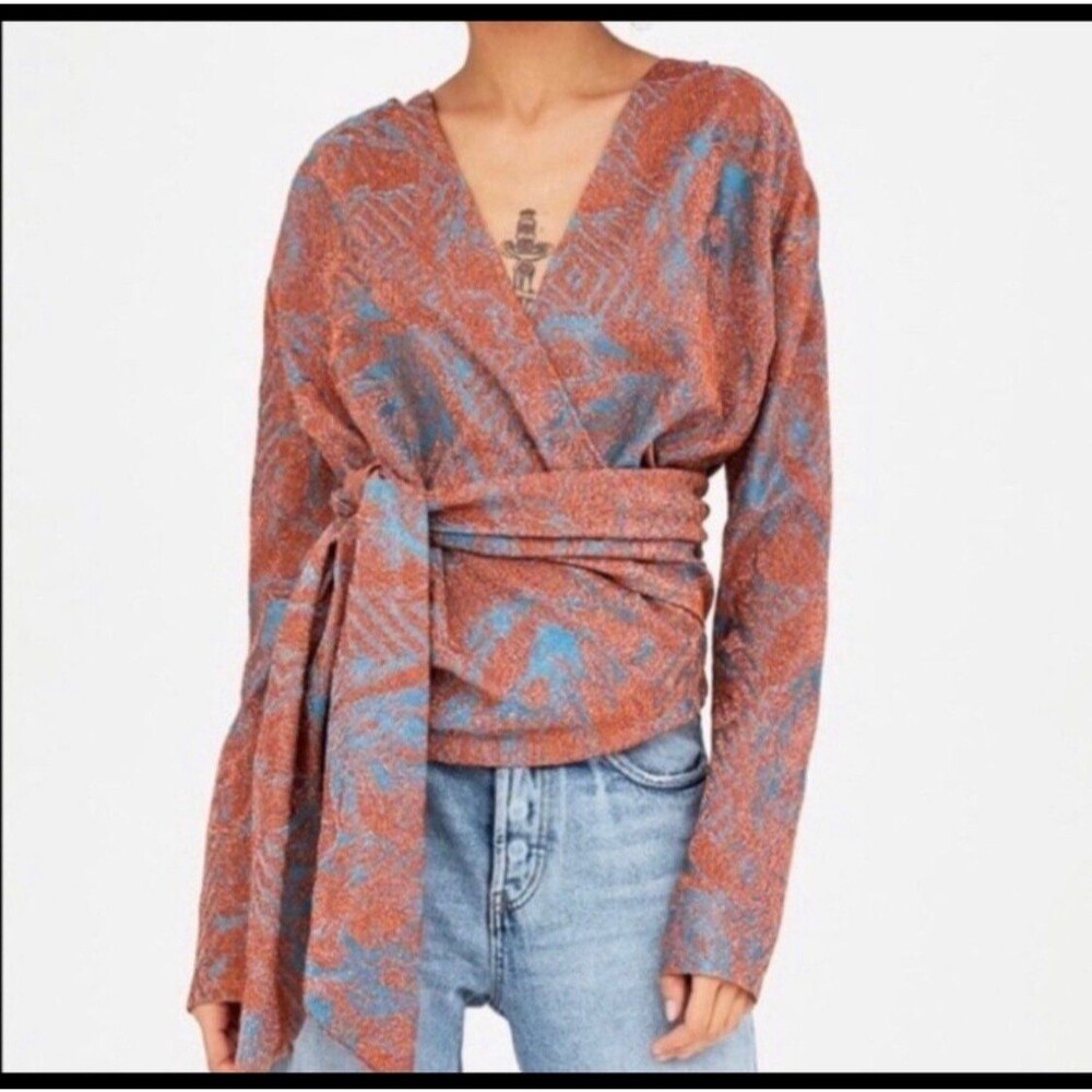Zara Trafaluc Shimmer Wrap Blouse Sz. Small NWOT